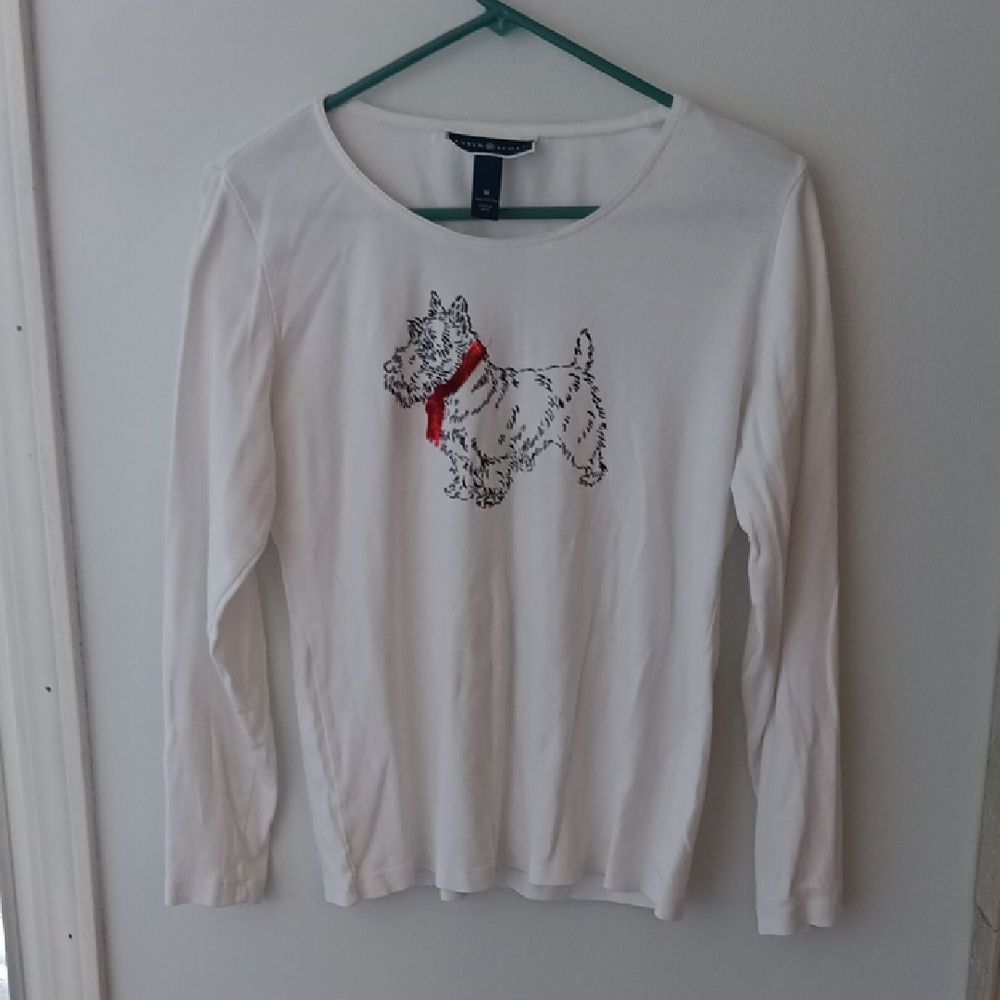 Karen Scott White Cotton Long Sleeve Tee Shirt